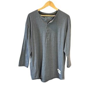 Under Armour Project Rock Mens Henley Shirt Gray HeatGear Long Sleeve XXL